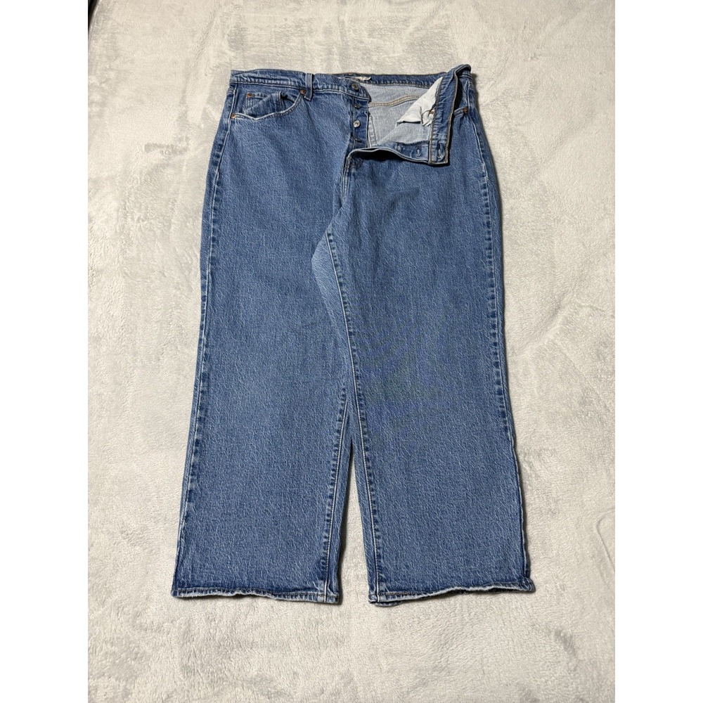 Levis Jeans Womens 18W Blue Ribcage Straight Ankle Button Fly Denim 36x25
